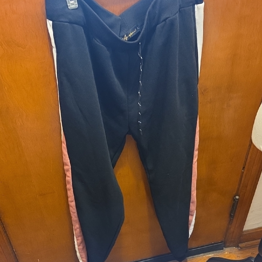Ag Sport Black Joggers with Pink and White Stripes